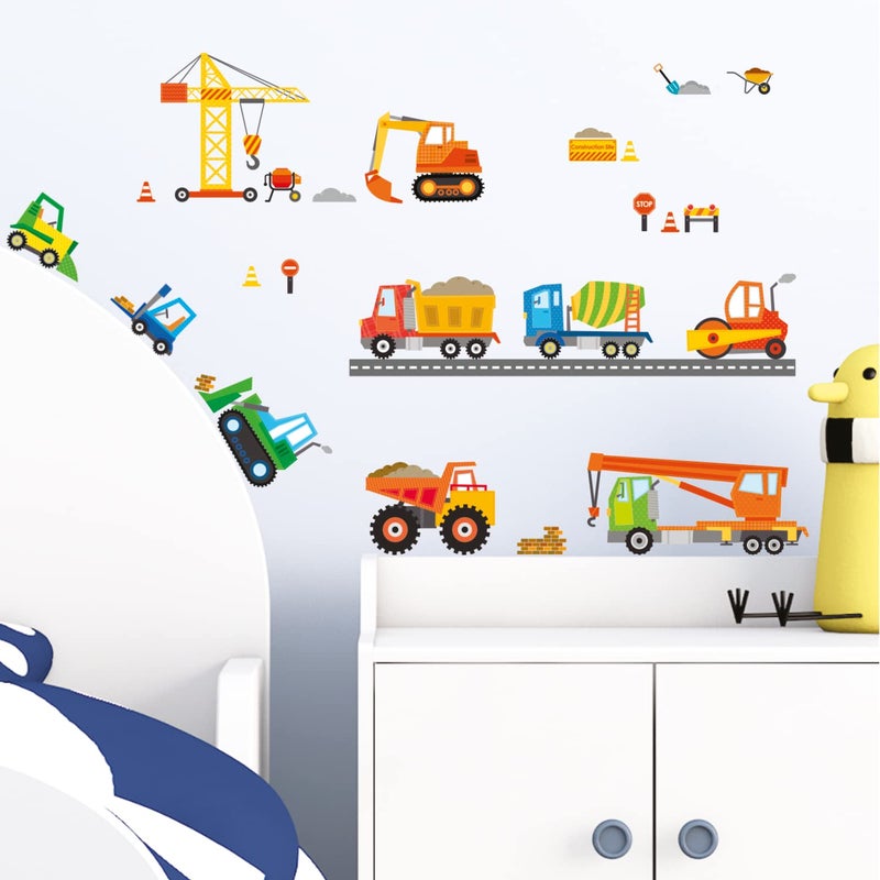 DECOWALL DS-8012 Construction Site Cars Island Kids Wall Stickers Wall Decals Peel and Stick Removable Wall Stickers for Kids Nursery Bedroom Living Room (Small) d?cor - Image 3
